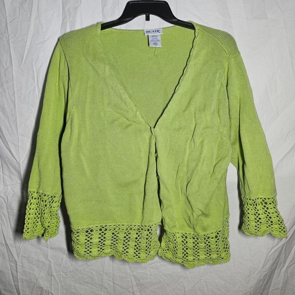 Green fairy y2k crochet 3/4 sleeve cardigan